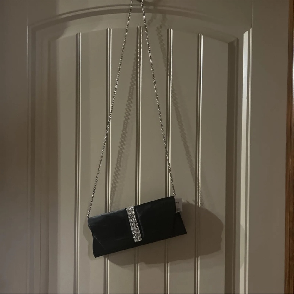 Black satin clutch